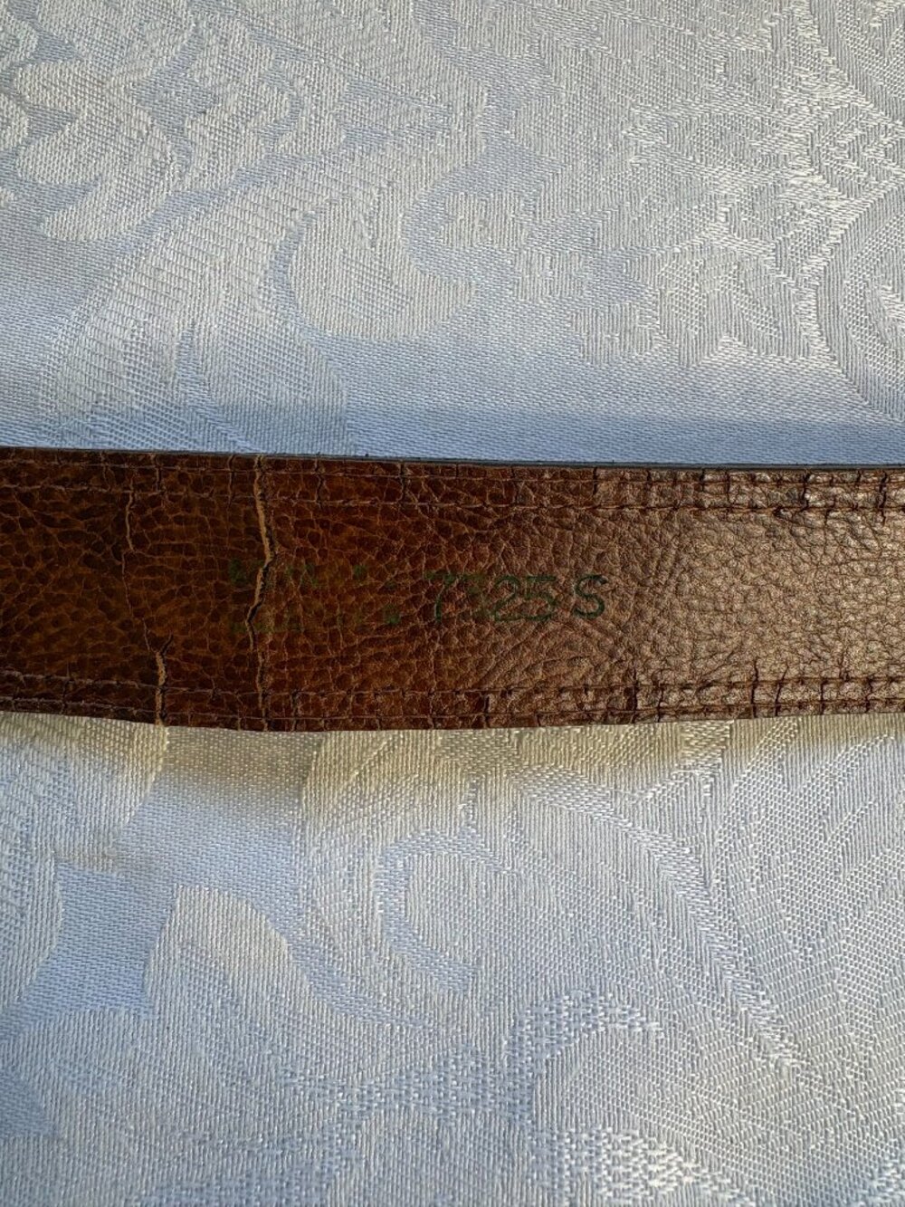 Vintage 1987 The Leather Shop Interlocking Puzzle Buckle Belt Brown Croc 80s 32" - Picture 5 of 5